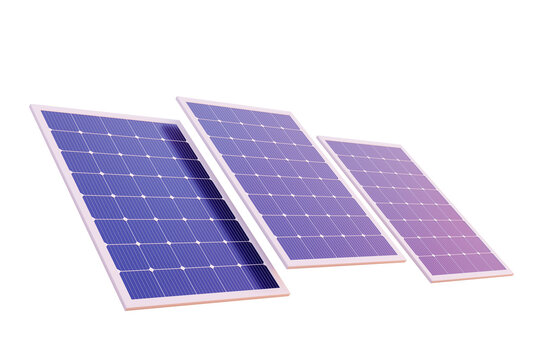Blue solar panels or pv for electricity generation modern alternative energy solar power generation Energy in the ecosystem 3d illustration - clipping path