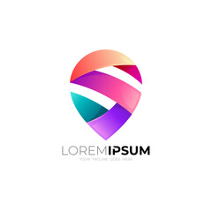 Letter S logo with 3d colorful design, S and location logo, modern