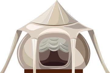 Tent, marquee for modern tourism, glamping on white background. Vector illustration.