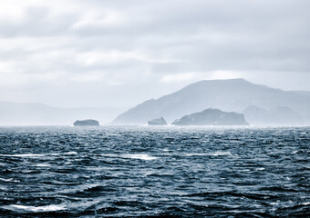 Dramatic skies, landscapes and weather off the coast of Cape Horn Argentina