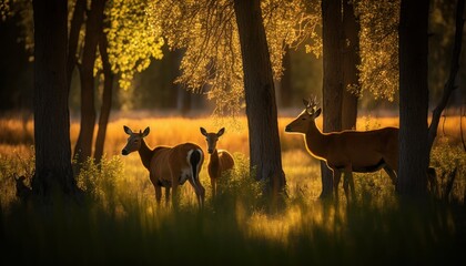 Fototapeta premium a deer in sunset, forest