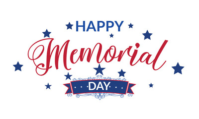 Memorial Day. Remember and honor. Vector illustration Hand drawn text lettering with stars for Memorial Day in USA. Script. Calligraphic design for print greetings card, sale banner, poster. Colorful