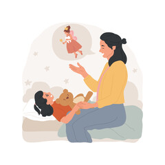 Tooth fairy isolated cartoon vector illustration. Tooth fairy visits a child during sleep, family tradition, nighttime, telling legend to children, loosing baby teeth, childhood vector cartoon.