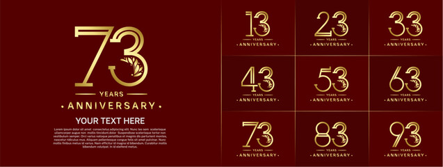 set of anniversary logotype golden color and ornament for special celebration event