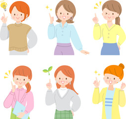 若い女性の表情セット