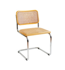 Light brown Chrome & Cane Cantilever Cesca Chair silhouette. No background PNG