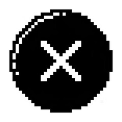 Playstation glitch cross icon black-white vector pixel art icon