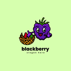 Vector Logo Illustration Blackberry Mascot Cartoon Style.