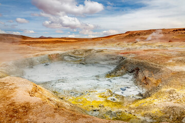 Morning Sun Geysers at the Altiplano of Potosi Region, Bolivia