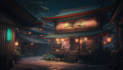 Obraz premium Lo-fi Traditional Japan house. Generative AI