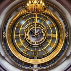 Naklejka premium A chandelier that is also a clock, with time telling as well as decoration1, Generative AI
