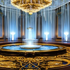 A chandelier that is also a fountain, with water flowing as decoration3, Generative AI