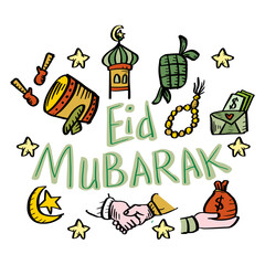 Set of doodle Eid Mubarak 