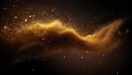 Naklejka na ściany i meble Luxury background of gold glitter vintage light of dust. Generative AI.