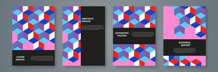 Retro geometric covers design. Swiss modernism. Eps10 vector.