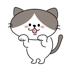 かわいいハチワレ猫のキャラクター　笑顔