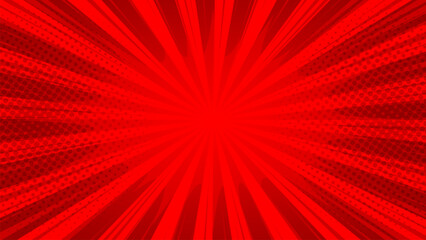 Red comic pop art vintage background with halftone dots © hiznysyahril