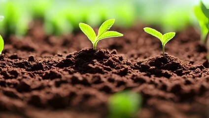 Fototapeta premium a small plant sprouting new life in soil, made using generative ai