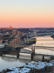 Pittsburgh bridges across the Monongahela River at sunset - obrazy, fototapety, plakaty