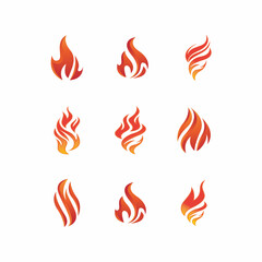 set of fire flame logo vector
