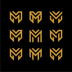 set of initial letter M monogram vector icon

