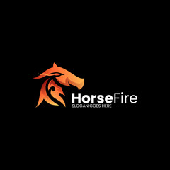 Vector Logo Illustration Horse Fire Gradient Colorful Style