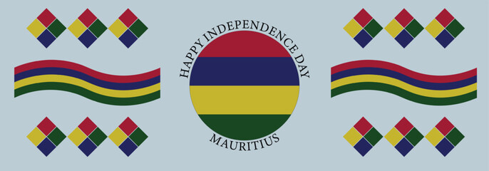Mauritius happy independence day celebration banner on gray background.