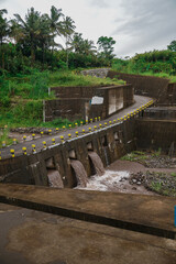 Fototapeta premium The sabo dam functions to stem the flow of cold lava from this volcano in Nglumut, Magelang, Central Java, Indonesia to anticipate when Mount Merapi
