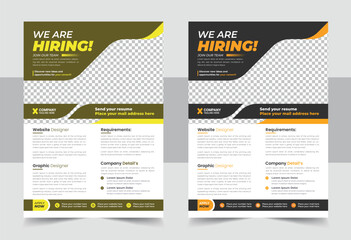 We are hiring flyer design template, Job Vacancy Flyer Template or Job vacancy flyer poster template design, Job offer leaflet template, cover - obrazy, fototapety, plakaty