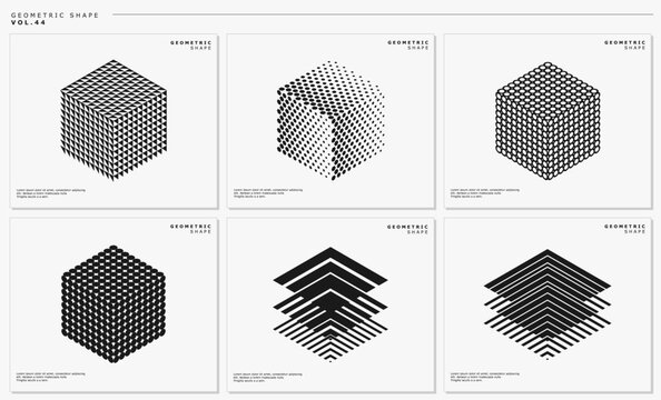 Geometric pixel flat line abstract box layer logo design set