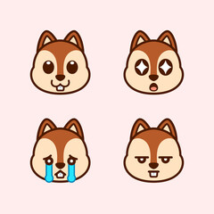 Set of Cute Squirrel Stickers