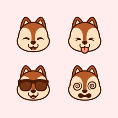 Set of Cute Squirrel Stickers