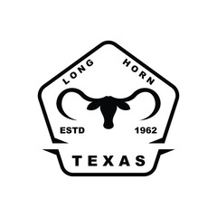 Texas longhorn, country western bull cattle vintage retro logo
