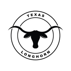 Texas longhorn, country western bull cattle vintage retro logo
