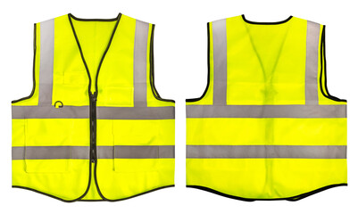 Safety Vest Reflective shirt beware, guard, traffic shirt, safety shirt, rescue, police, security shirt isolated on white background, With clipping path.