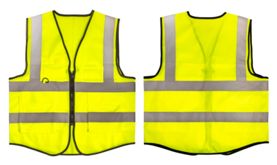 Safety Vest Reflective shirt beware, guard, traffic shirt, safety shirt, rescue, police, security shirt isolated on white background, With clipping path.