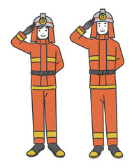 消防士の男女のベクターイラスト素材／防災／消防／レスキュー