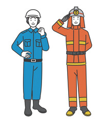 男性の消防士のベクターイラスト素材／防災／消防／レスキュー