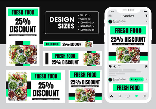 Fresh Food Web Banner Ads Design Template