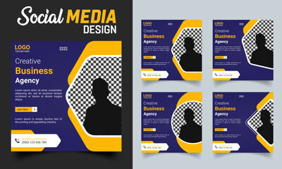 Modern social media post design set bundle for social media marketing