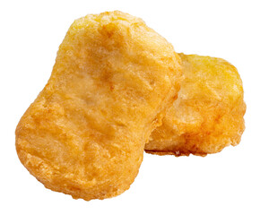 Fried chicken nugget on white background, Fried nugget on white PNG File.