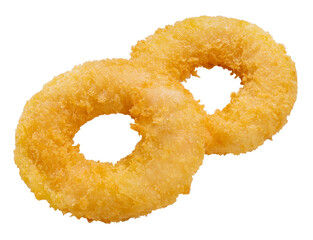 Fried shrimp donut in paper bucket isolated on white background, Fried shrimp donut on white PNG...