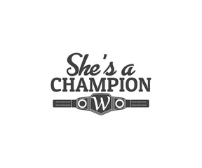 Championship Belt typography, Championship EPS, Champion SVG, She's a champion,