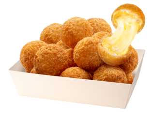 Crispy Cheese ball with stretch cheese isolated on white background, Cheese ball or cheesy puffs on white PNG File.