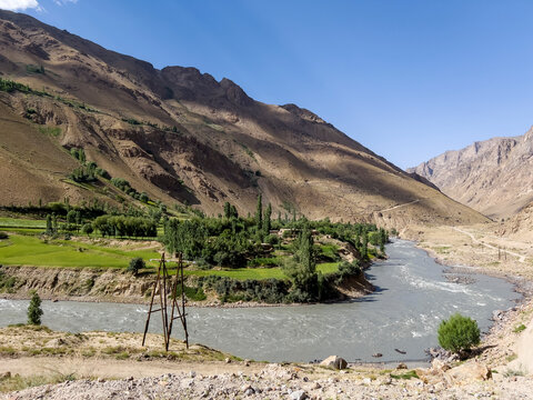 A small Afghan village on the Panj River.