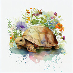 turtle with flower easter created by artificial intelligence tools