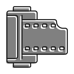 Linear filled with gray color icon. Cylinder With Old 35 Mm Photo Film. World Photography Day August 19th. Simple black and white vector