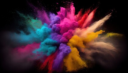 Colorful powder explosion, Celebrate festival Holi. Indian Holi festival. generative ai