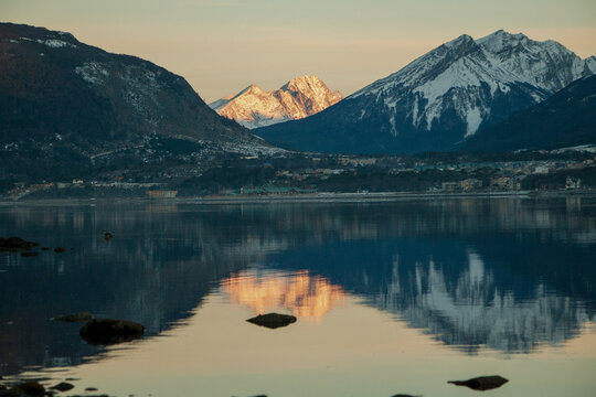 Sunset, Mountains, Landscapes, Clouds, sky, Reflection, sailboats, orange colors, nature, senderismo, hiking, trekking