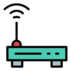 Wifi router color line icon